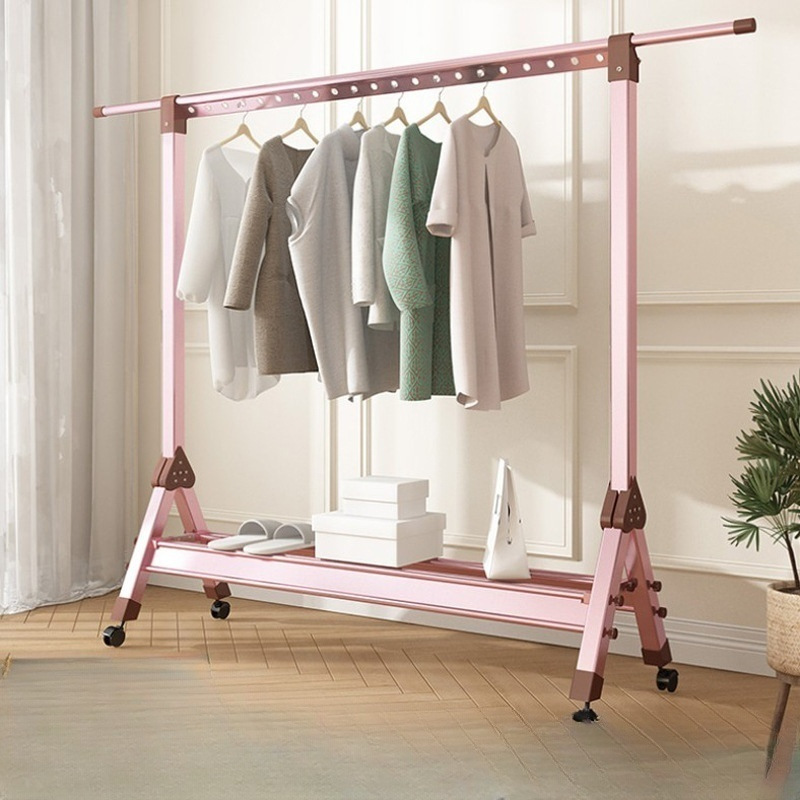 晾衣架阳台落地折叠家用室内晒被子凉伸缩卧室单杆式室外架子