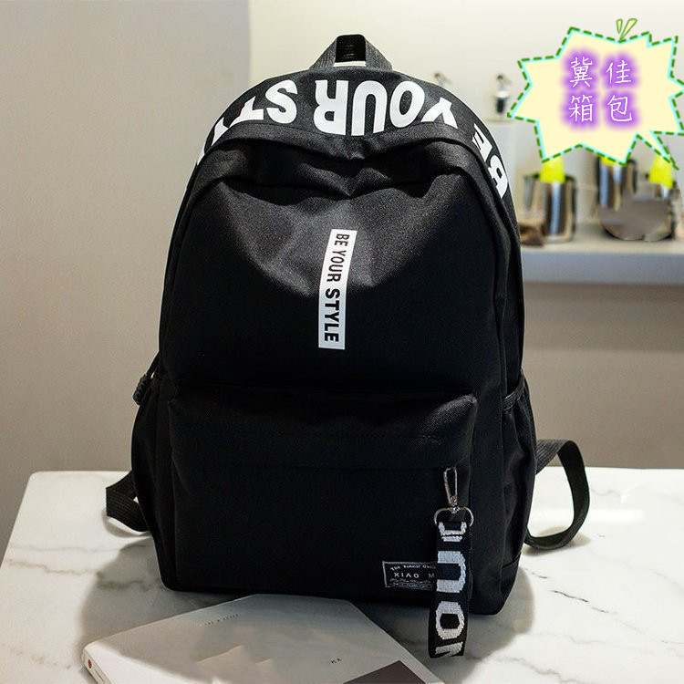 Cross-Border Backpack Canvas Large Capacity Junior High School Student Fashion Letter Backpack 2024 Trendy Korean Style Student Schoolbag