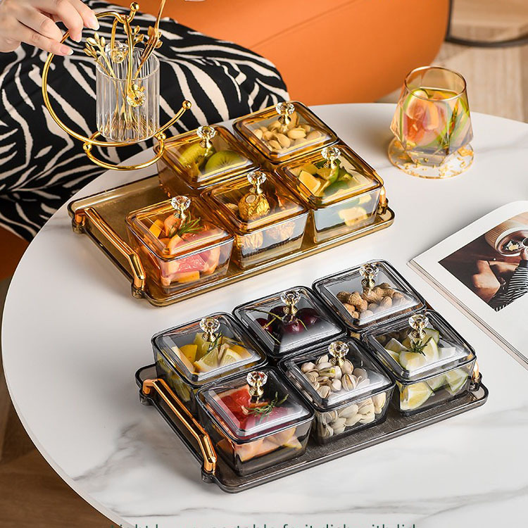 light luxury internet celebrity afternoon tea platter creative snacks dish fruit candy box household glass compartment fruit plate set