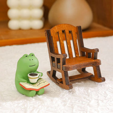 木质摇椅摆件1：12娃屋Zakka桌面可爱治愈微缩装饰道具椴木工艺