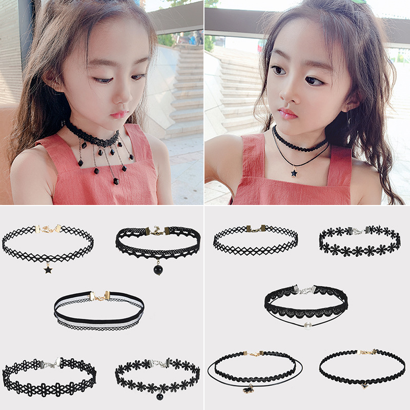 儿童韩版锁骨链公主宝宝项链小女孩百搭项圈女童脖子颈带潮个性