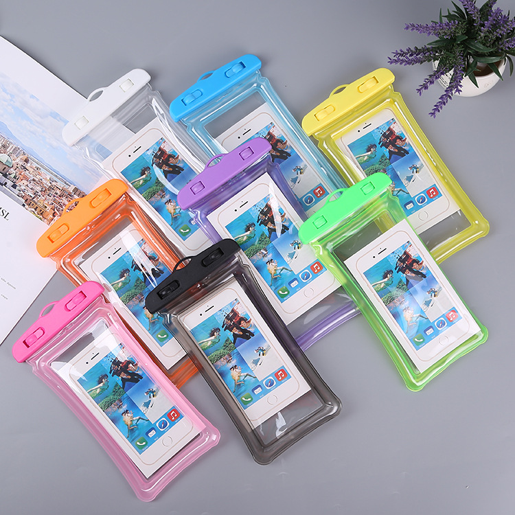 Color Printing New Inflatable Floating Mobile Phone Waterproof Bag Diving Swimming PVC Transparent Airbag Mobile Phone Waterproof Cover Beach