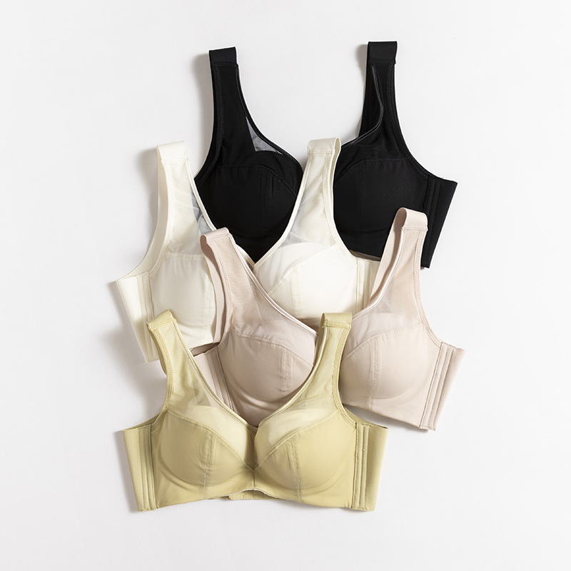 桑蚕丝》舒适透气聚拢无钢圈文胸女全罩杯收副乳美背内衣夏-阿里巴巴