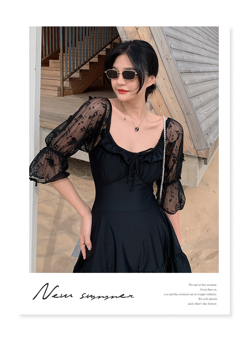 厂家货源泳衣女仙女范2021新款裙式连体比基尼显瘦遮肚温泉游泳装