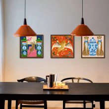 中古美式新中式古典如虎添翼装饰画客厅餐厅卧室挂画复古小众艺术