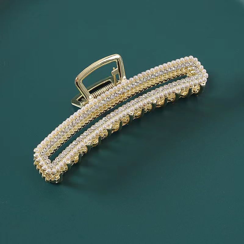 Pearl Rhinestone Hair Claws Summer Hairpin Alloy Clip Back Head Updo Large High-Grade Elegant Hair Accessories