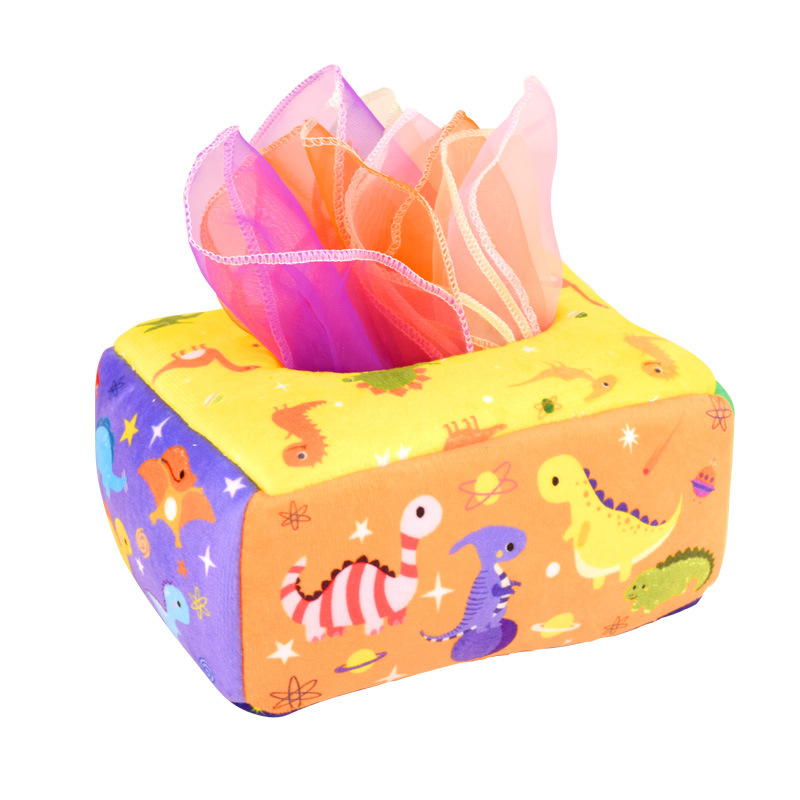Children's Paper Extraction Toy Baby 0-1 Years Old Tear-Proof Tissue Box Baby Ringing Paper Toddler Paper Extraction Box Early Education Cloth Book