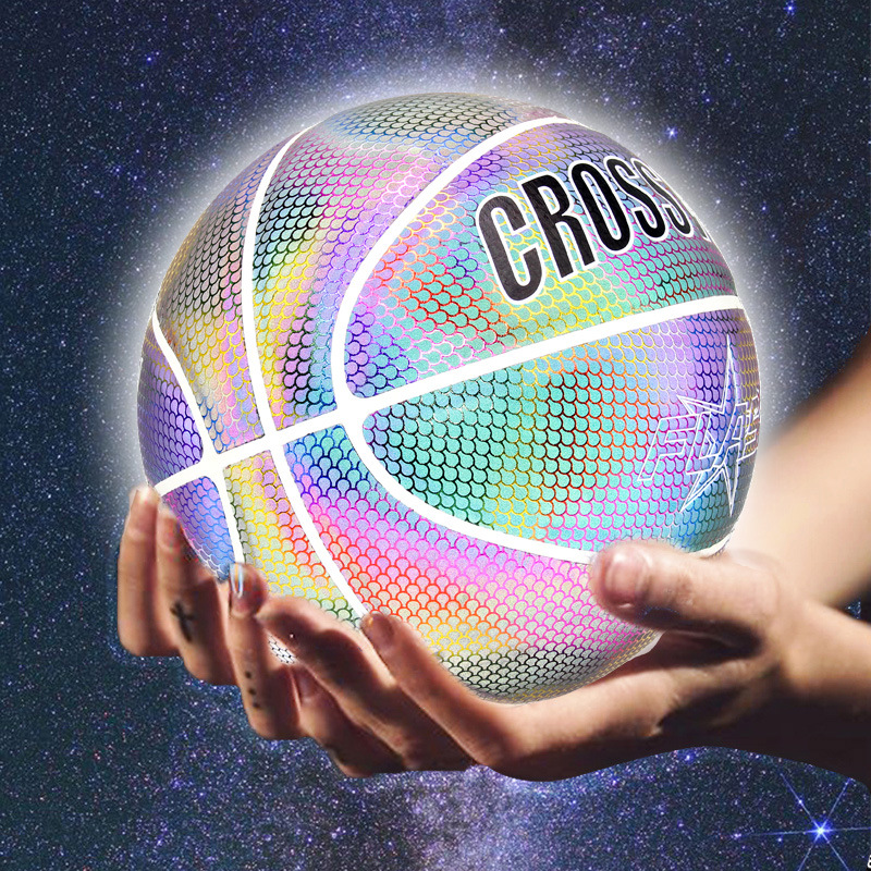 CROSSWAY Cross-Border Reflective Basketball No. 7 Pu Luminous Glow Basketball Cross-Border Christmas in Stock Wholesale Generation