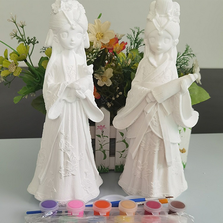 彩绘玩具古风白模公主diy儿童石膏娃娃白胚涂色非公仔存钱罐上色