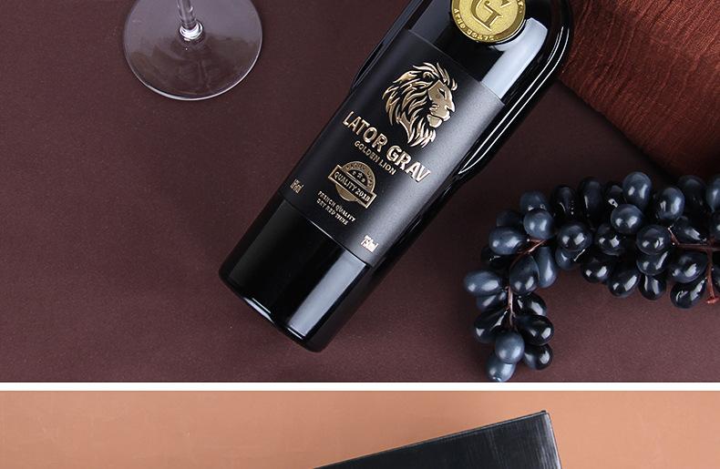 法国红酒原酒进口超重瓶金属标16度拉图歌拉芙金狮干红葡萄酒包邮