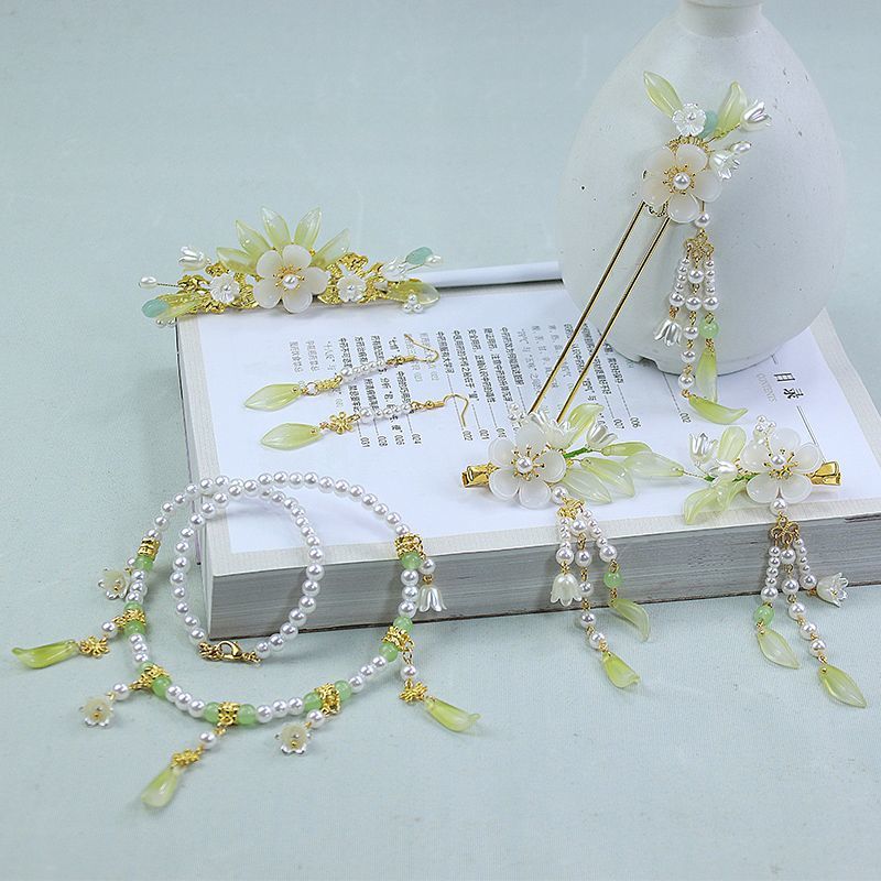 汉服头饰配饰铃兰珍珠排钗发簪子盘发女发钗古风饰品古装发饰