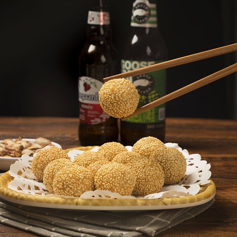 糯米芝麻球速冻油炸豆沙馅麻团麻圆传统小吃点心早餐速食批发240g