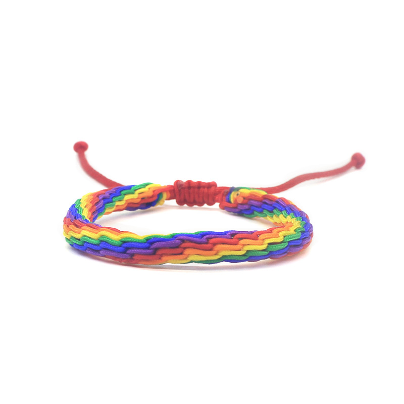 Rainbow Hand Woven Hand Rope Unisex Cross-Border Hot Selling Nepal Friendship Bracelet Adjustable