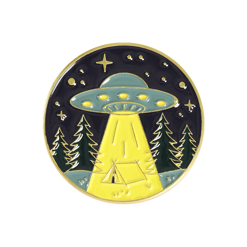 Foreign Trade Hot-Selling New Products Creative Cartoon UFO Whale Mountain Shape Paint Alloy Badge Accessories Brooch