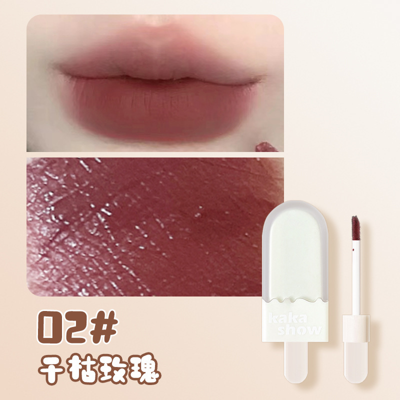 Kakashow Ice Cream Lip Gloss Lip Lacquer White Lipstick Velvet Matte Matte Lip Mud No Stain on Cup Lip Gloss Female