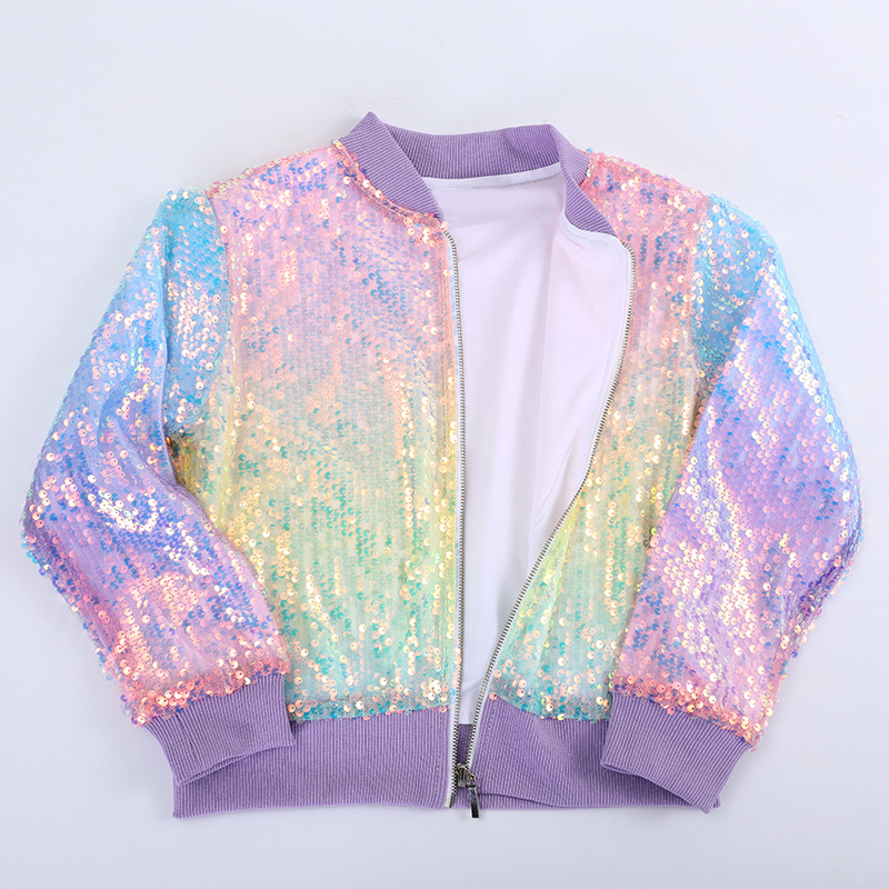 新款元旦儿童演出服套装亮片银色走秀嘻哈街舞女童衣服潮装-阿里巴巴