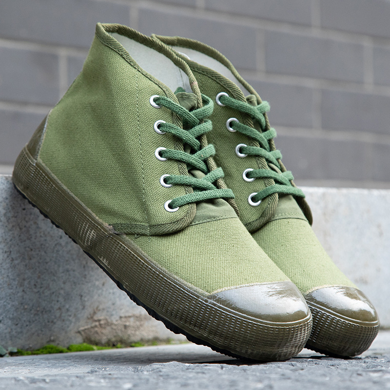 工地民工干活农田帆布鞋男作训黄胶鞋黄球鞋解放鞋