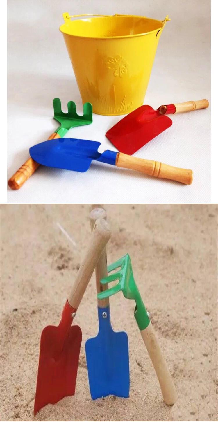 儿童铁质沙滩戏水玩具套装大号铁桶铁铲子铁锹挖沙工具园艺加厚