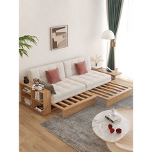 实木沙发床原木风沙发床折叠两用伸缩小户型现代简约客厅多功能