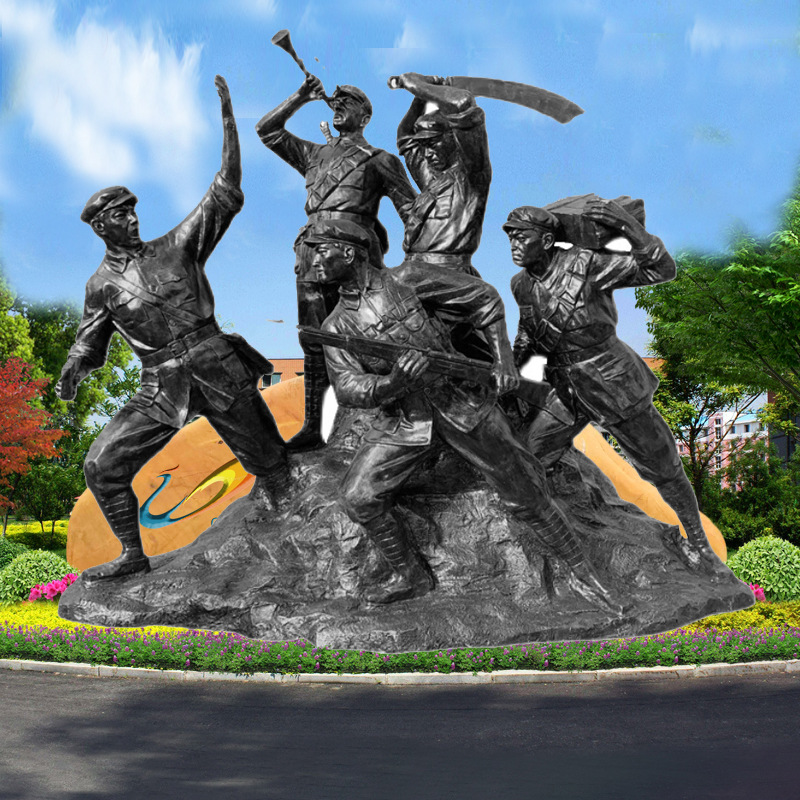 石雕人物雕像花岗岩八路军纪念雕塑花岗岩石雕抗战名人雕塑厂家