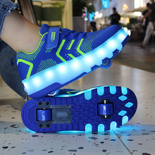 儿童单轮暴走鞋学生时尚发光鞋USB充电款式LED灯鞋轮子鞋厂家直供