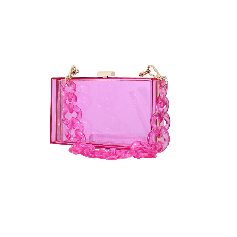 Oblique Transparent Cross-Border Bag New Bag Dinner Chain Summer Acrylic Bag Acrylic One-Shoulder Banquet Women's Fashion Square