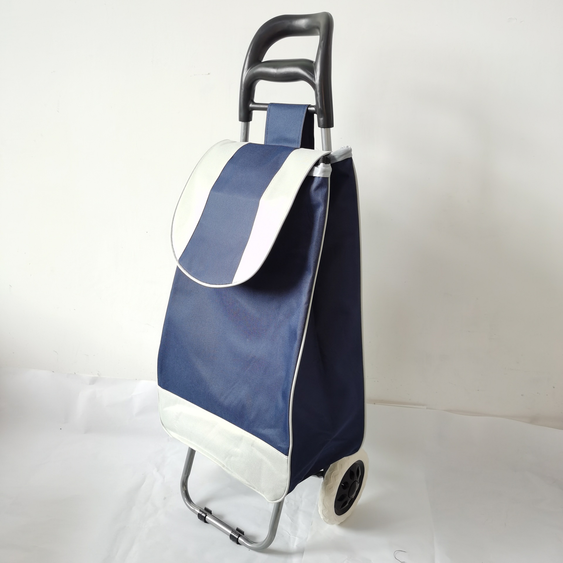 厂家供应弯把牛头柄二轮手拉车 超市必带便携式买菜折叠购物车