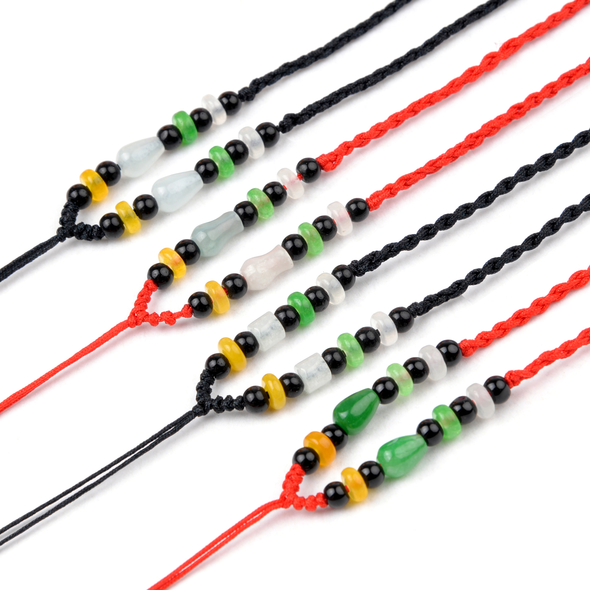 三彩玉瓶水滴米珠路路通精品款玉珠项链绳手工编织挂绳玉坠吊坠绳