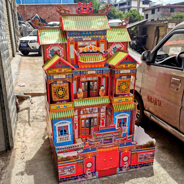 2米竹架灵屋120型仙苑楼速装祭祀丧葬白事纸房子纸扎殡葬用品批发