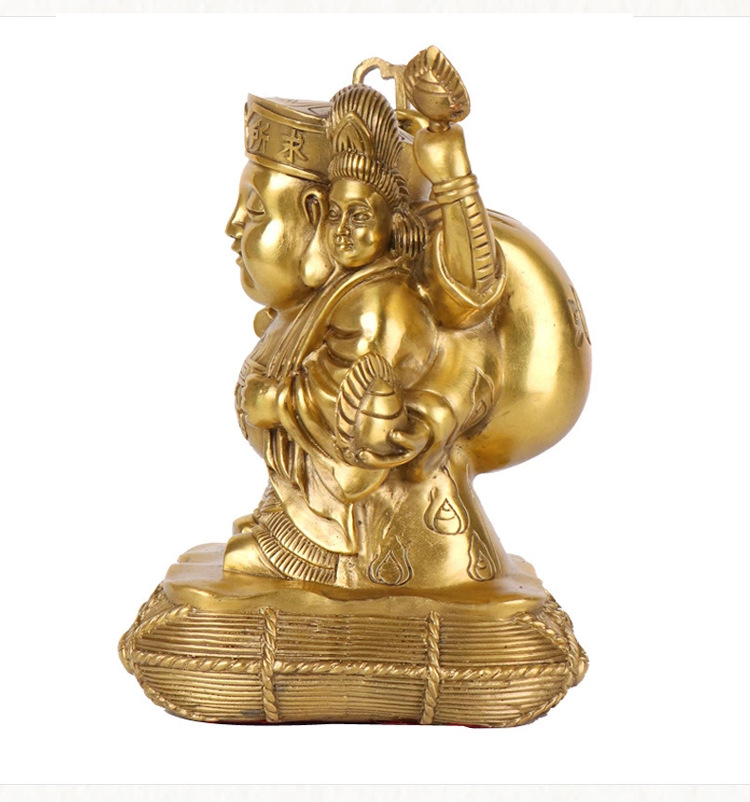 供应黄铜三面大黑天财神佛像摆件日本财神密宗家居饰品供奉神像