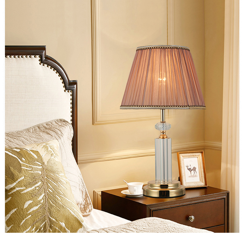 美式床头台灯 时尚简约卧室水晶球灯 卧室装饰工程台灯 酒店灯饰