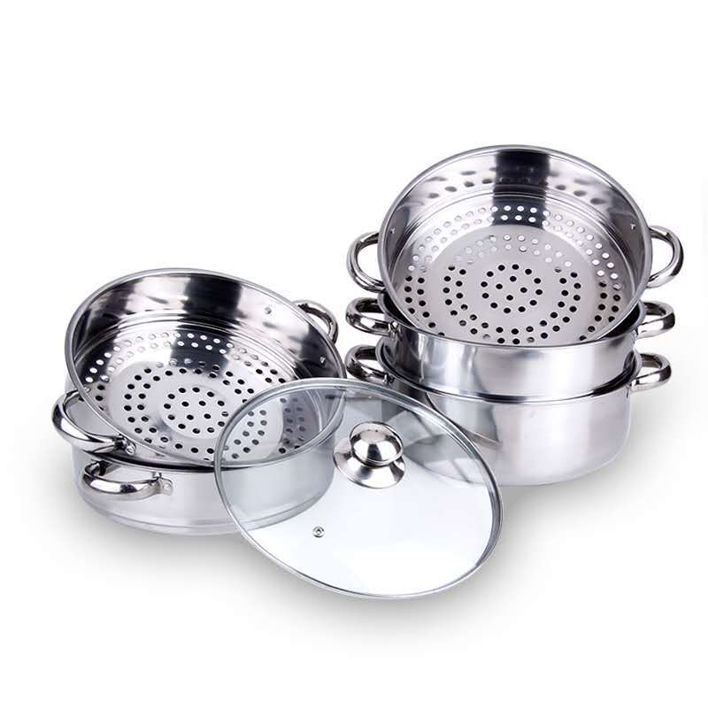 Hz480 Thickened Stainless Steel Steamer 26-40cm Double Layer Three Layer Four Layer Five Layer Steamer Export Pot Steamer