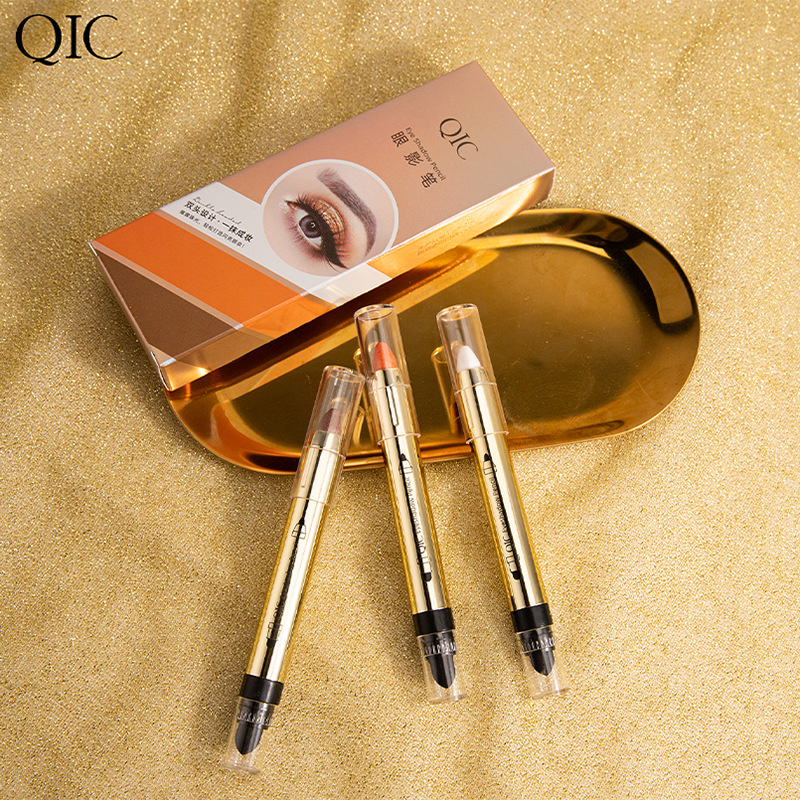QIC Highlight Eyeliner Pen Pearlescent Thin and Glittering Repair Brightening Double-Headed Smudger One-Touch Molding Earth Tone Eyeshadow