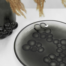 简约现代深灰色树脂装饰球花器创意果盘 尤加利叶配草饰品摆件