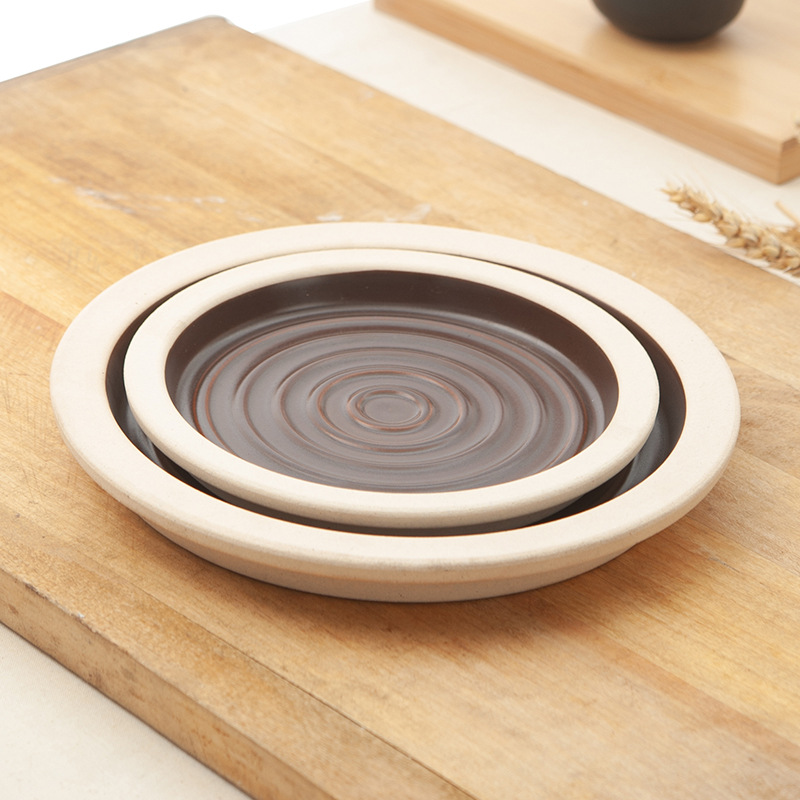 陶瓷石板烧烤盘新款烤肉盘牛排盘铁板烤鳗鱼煎盘陶瓷烤牛扒西餐厅