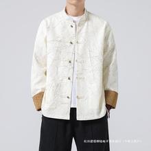春季中国风复古夹克男新中式立领铜扣唐装男青年大码汉服外套男装