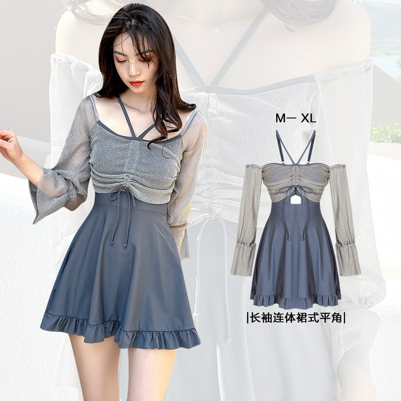 Swimsuit Female Siamese Cover Belly Thin Korean Ins Conservative Fairy Style Student 2021 New Hot Spring Skirt Swimsuit