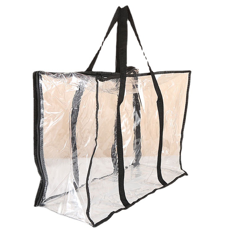 Pvc Summer Air-Conditioning Summer Cooling Duvet Steel Wire Packaging Bag Transparent Plastic Quilt Storage Zipper Handbag Wholesale