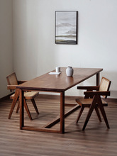 北欧全实木大板桌柚木长桌办公会议桌家用工作台宅寂风长方形餐桌