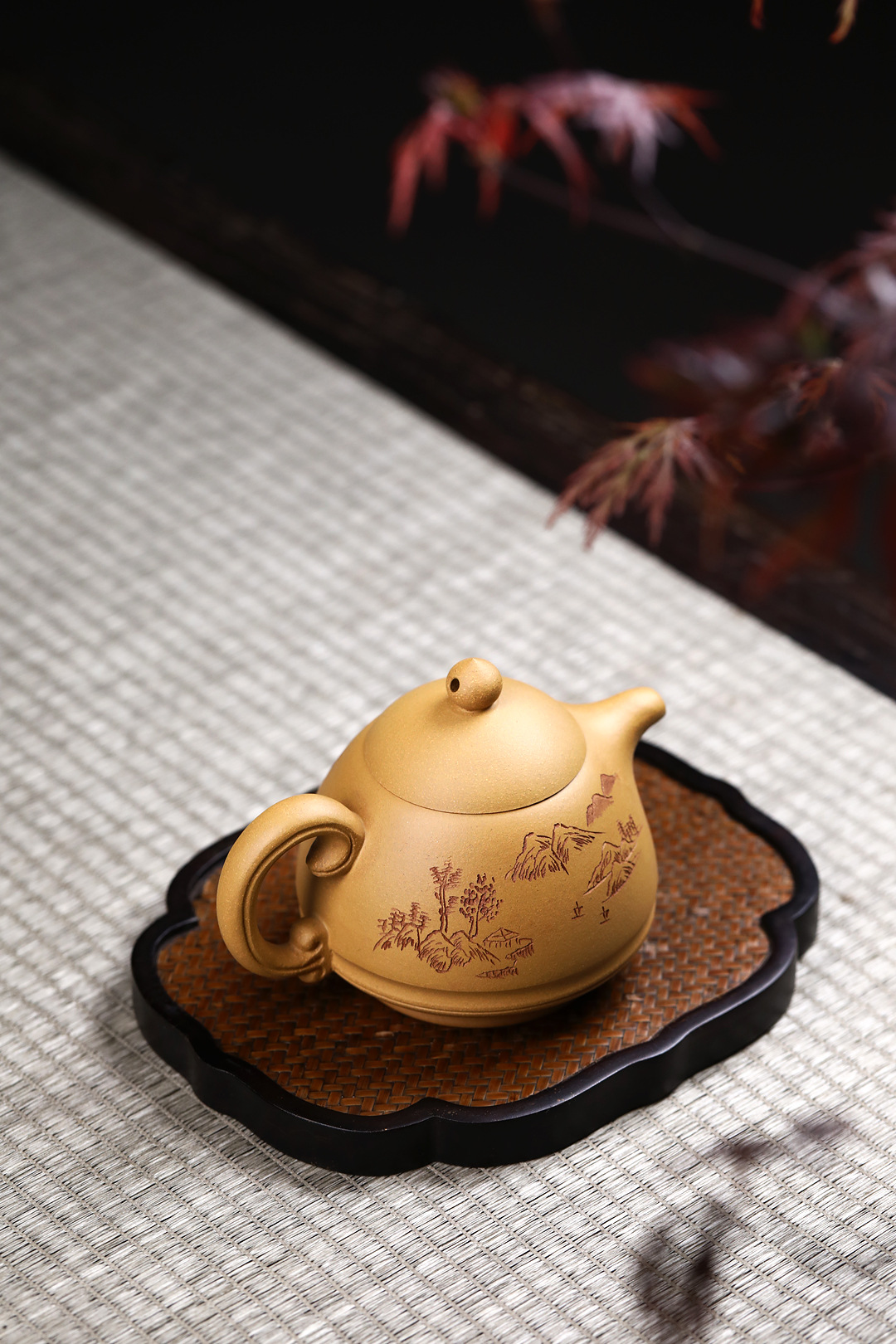 宜兴紫砂壶原矿段泥名家手制刻绘玉笠壶批发定制礼品茶具代理代发