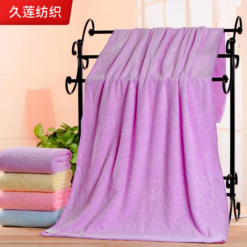 Factory Wholesale Microfiber Embossed Bath Towel 70*140 Absorbent Colorful Big Towel Tube Top Towel Beach Towel