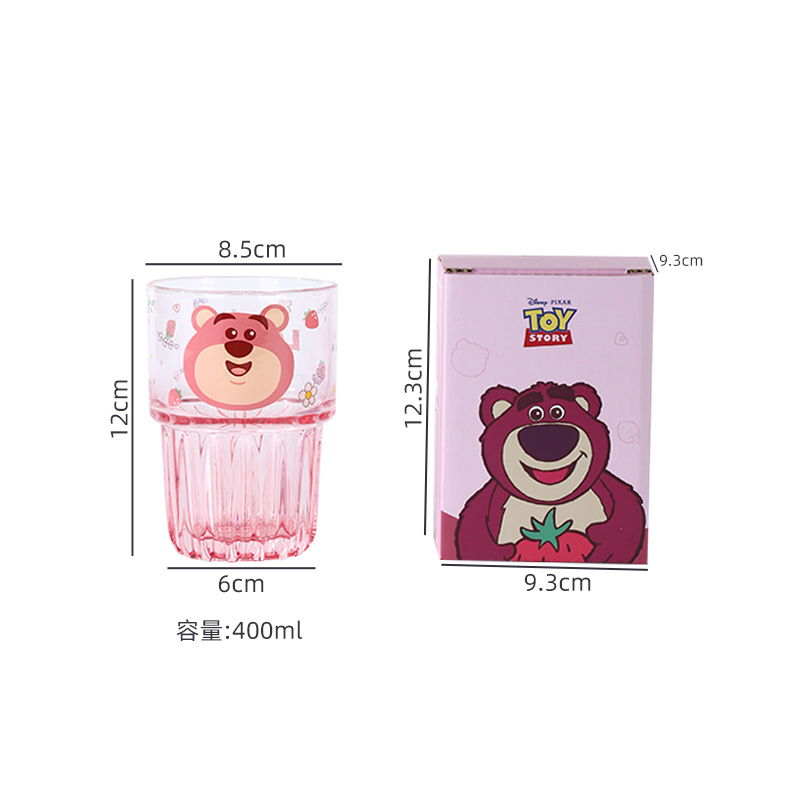 Disney Water Cup Vertical Pattern Bamboo Joint Cup Transparent Glass Ins Cup with Hand Gift Net Red Glass Water Cup Wholesale