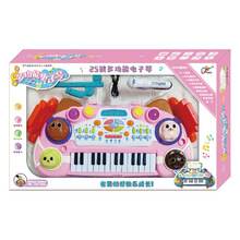 儿童过家家灯光音效电子琴玩具8823亲子互动25键弹奏音乐麦克风