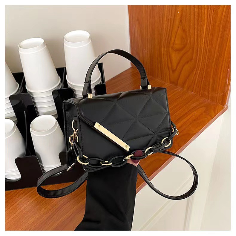 New 2023 Rhombus Pattern High Quality Bag Women's Trendy Small Square Bag Fashion Chain Bags Solid Color Shoulder Messenger Bag