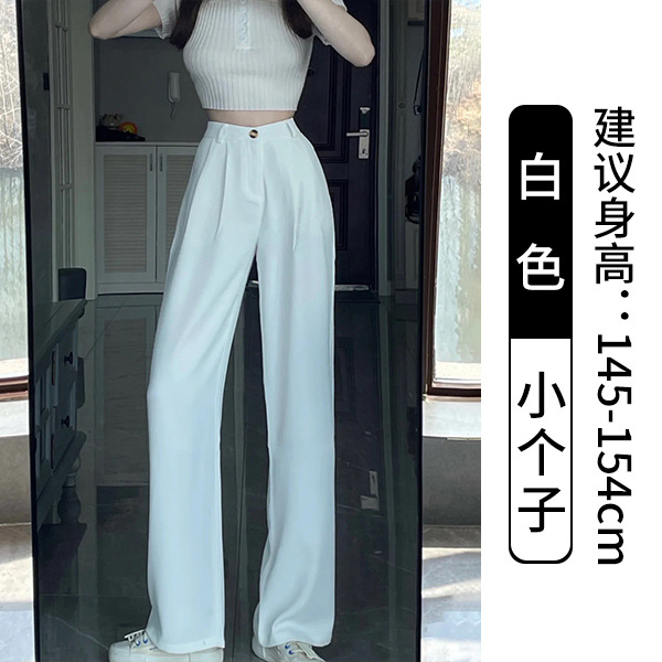 Suit Wide-Leg Pants Female Gray Spring and Autumn Straight High Waist Draping Effect High-End Sense Small Casual Mop Pants