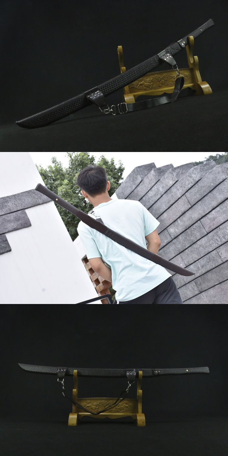 龙泉市武士刀可背式长款不锈钢一体锻打习武晨练影视道具刀未开刃