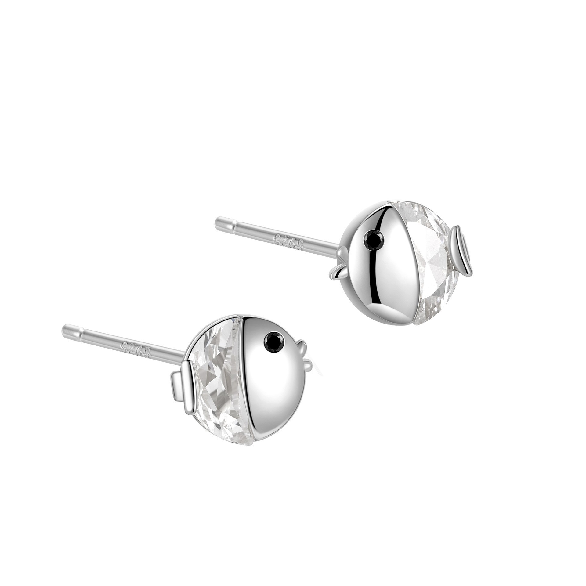 S925 Sterling Silver Stud Earrings Women's High-Grade Simple and Compact Star Moon Ear-Caring Anti-Blocking Ear Bar Ear Bone Stud