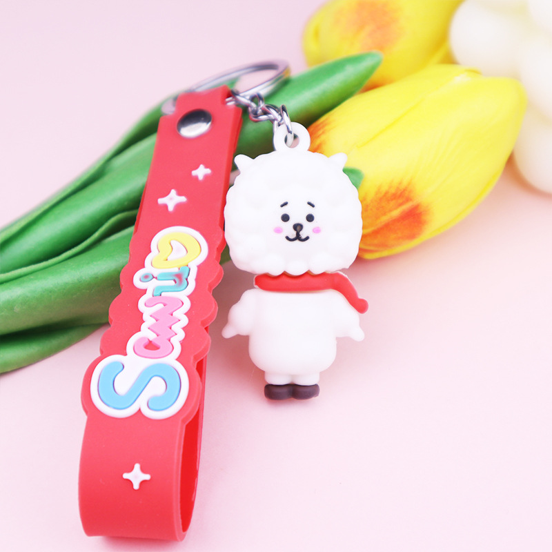 New Cartoon Animal Series Keychain Cute Korean Youth League Three-Dimensional Little Doll Soft Rubber Accessories Small Gift