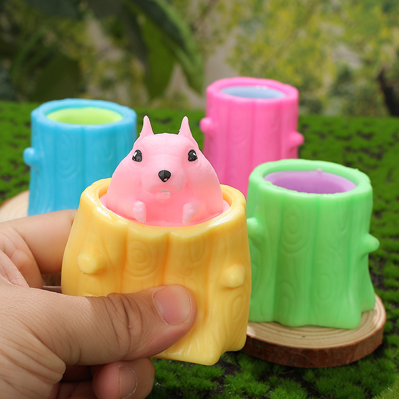 Creative Decompression Cute Cheese Mouse Cup Squeezing Toy Squeeze Vent Squirrel Cup Pressure Reduction Toy in Stock Wholesale