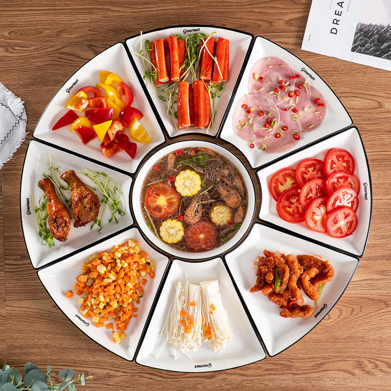 年夜饭拼盘网红过年团圆火锅陶瓷餐具家用创意圆桌菜碟盘子套装